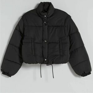 Black Puffer Crop Jacket - Bershka women's black puffer jacket coat extra small